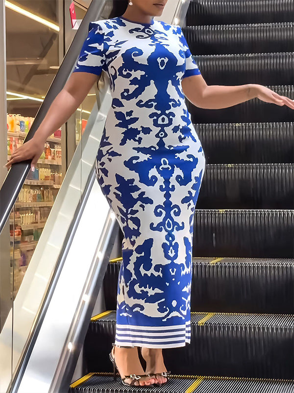 Printed Round-Neck Dress