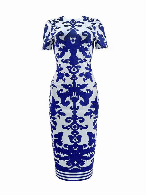 Printed Round-Neck Dress
