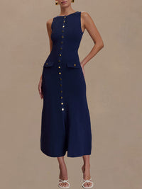 Button-Front Sleeveless Dress