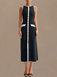 Button-Front Sleeveless Dress