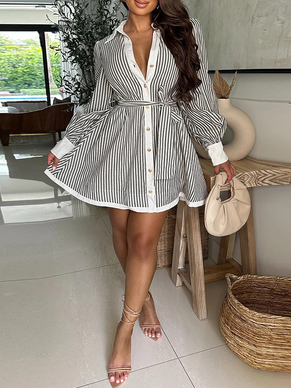 Stripe Tied Shirt Dress