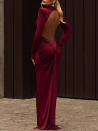 Solid Open-Back Maxi Dress