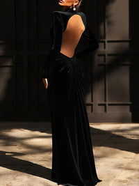 Solid Open-Back Maxi Dress