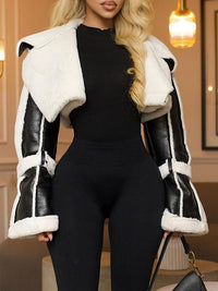 Faux-Leather Shearling Jacket