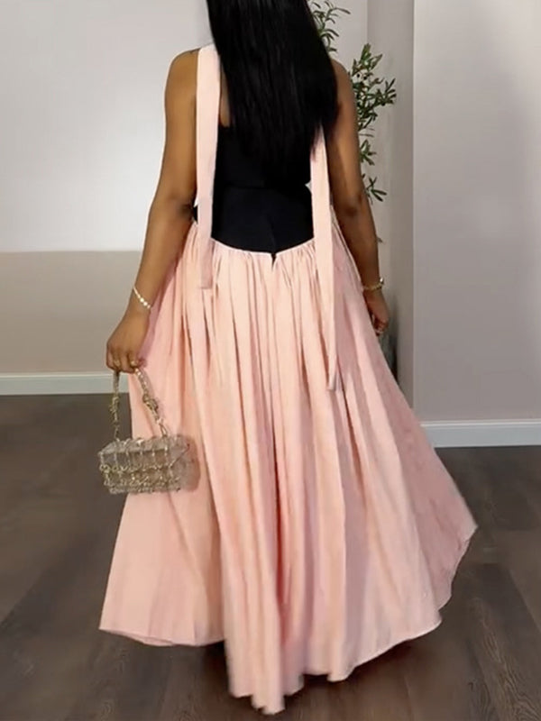 Two-Tone Strapless Maxi Dress
