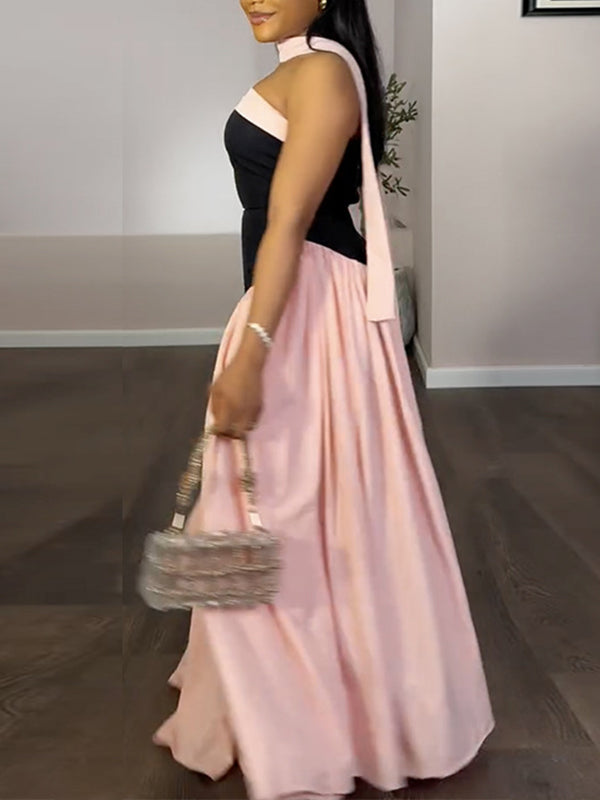 Two-Tone Strapless Maxi Dress