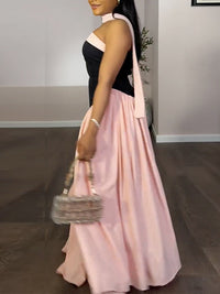 Two-Tone Strapless Maxi Dress