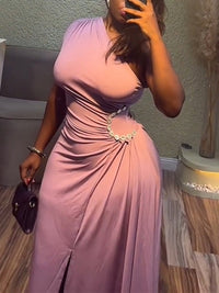 One-Shoulder Slit Dress
