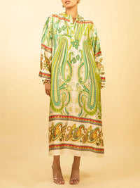 Printed Button-Front Dress