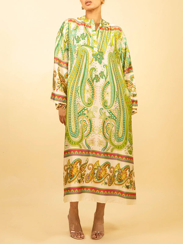 Printed Button-Front Dress