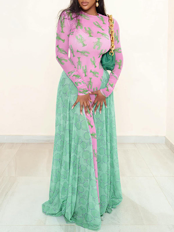 Two-Tone Combo Maxi Dress