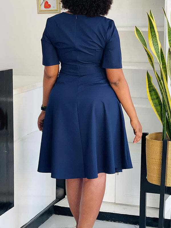 Contrast Button Midi Dress