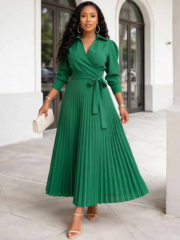 Solid Pleated Shirt Dress – Beautiedoll