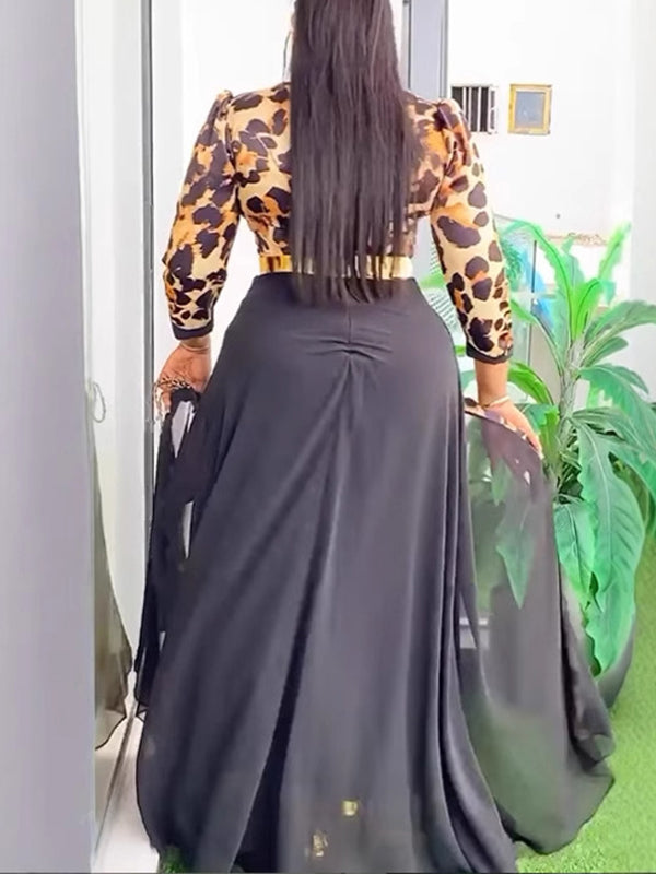 Leopard Combo Maxi Dress