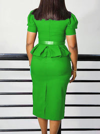 Square-Neck Belted Dress