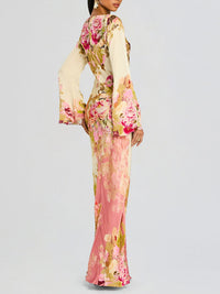 Printed Bell-Sleeve Maxi Dress