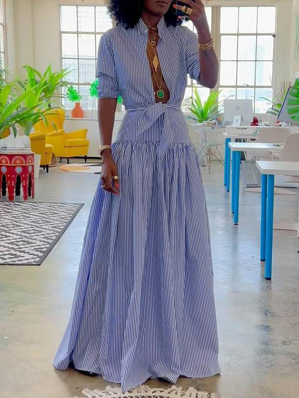 Stripe Tied Shirt Dress