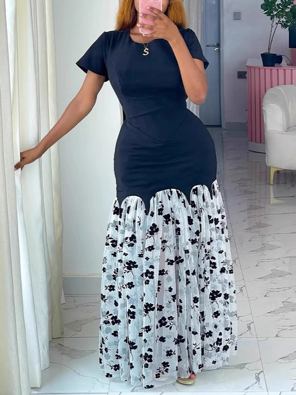 Sheer Combo Maxi Dress