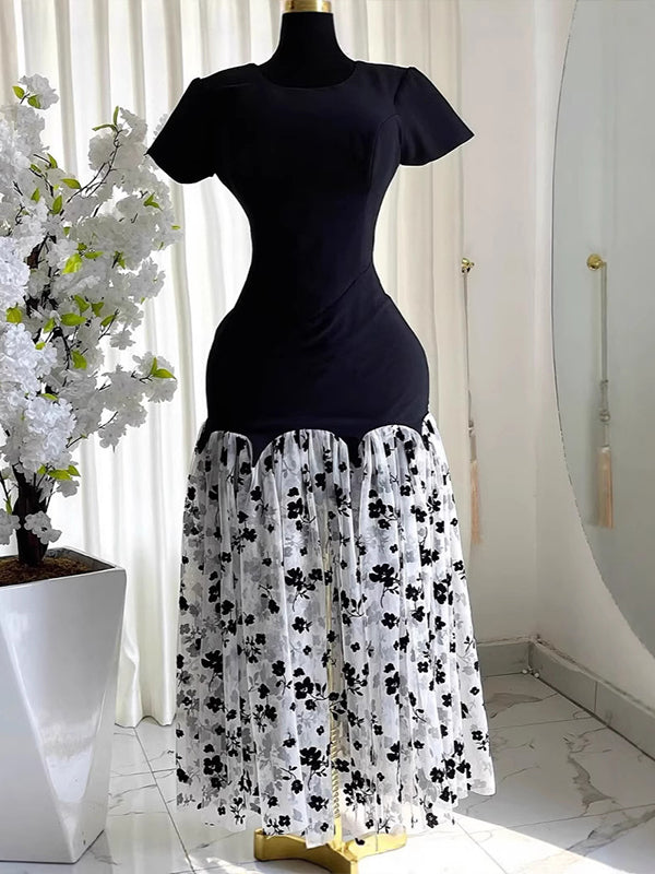 Sheer Combo Maxi Dress