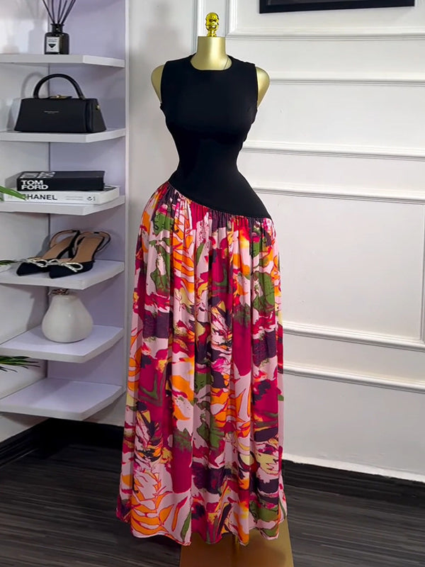 Printed Combo Maxi Dress