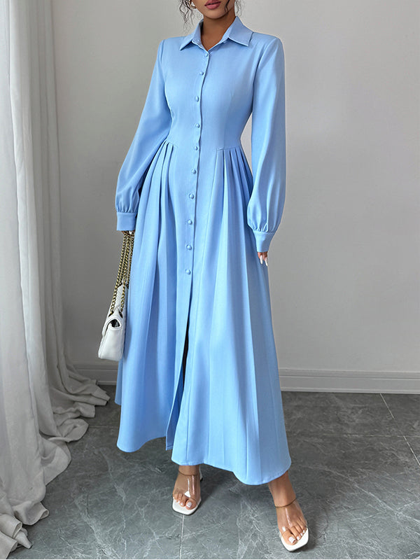 Solid Button-Front Shirt Dress