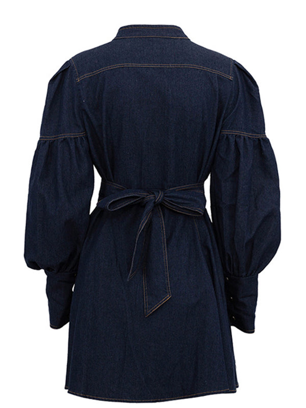 Denim Tied Shirt Dress