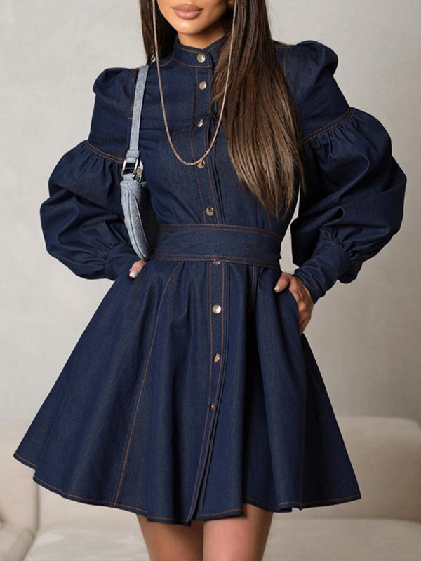 Denim Tied Shirt Dress