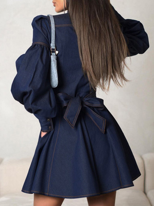 Denim Tied Shirt Dress