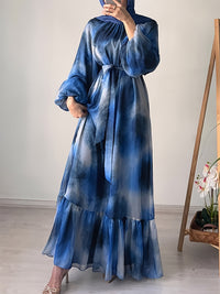 Printed Tied Ruffle Dress