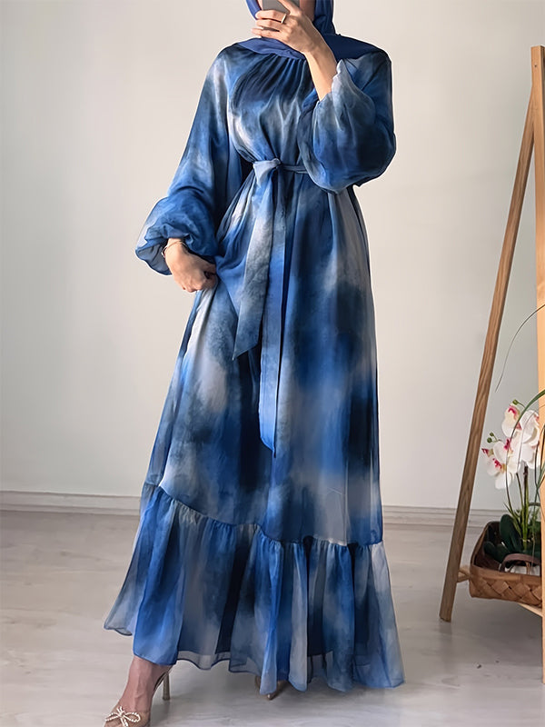 Printed Tied Ruffle Dress