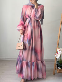 Printed Tied Ruffle Dress