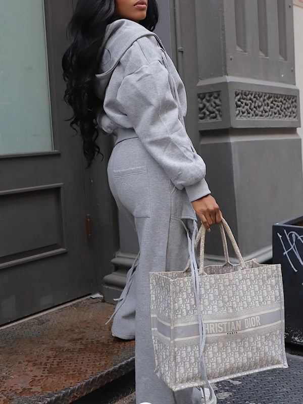 Fringe Zip Hoodie & Pants Set