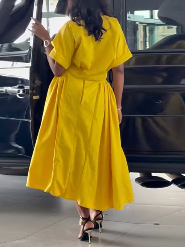 Solid Shirt & Skirt Set