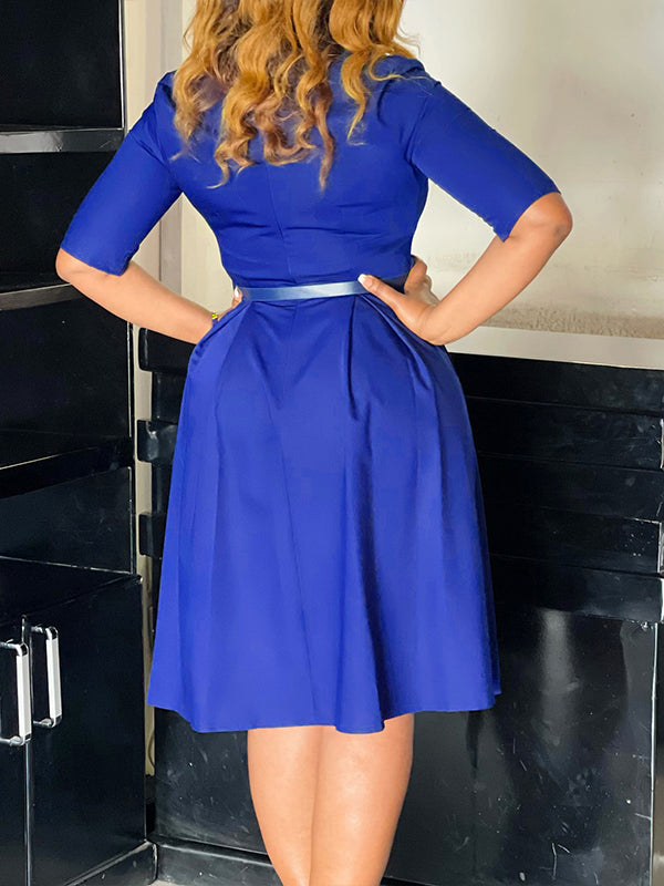 Solid Belted Dress