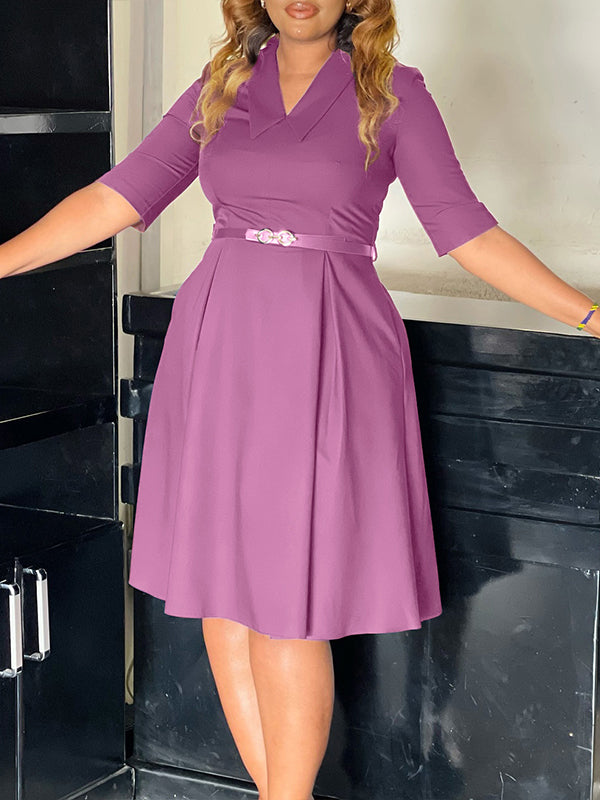 Solid Belted Dress