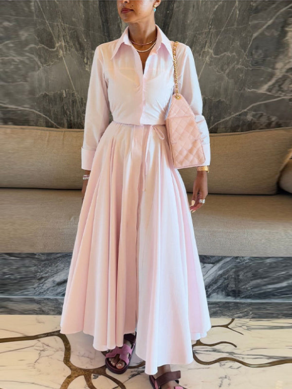 Solid Shirt & Skirt Set