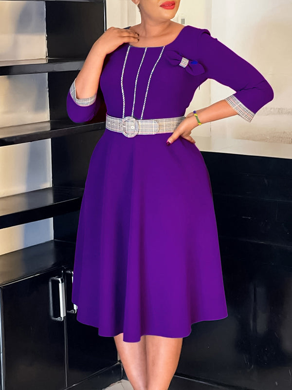 Plaid Combo Belted Dress