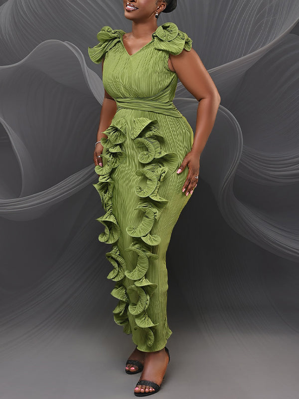 Ruffle Pleated Sleeveless Dress