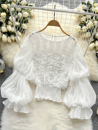 Frilled Puff-Sleeve Blouse