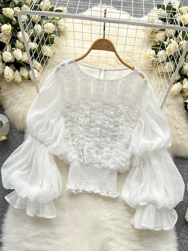 Frilled Puff-Sleeve Blouse