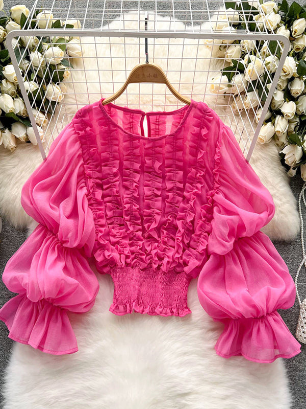 Frilled Puff-Sleeve Blouse