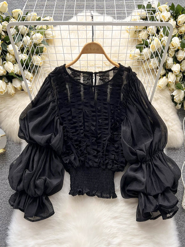 Frilled Puff-Sleeve Blouse