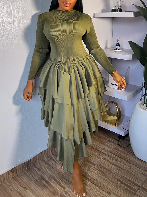 Tiered Ruffle Combo Dress