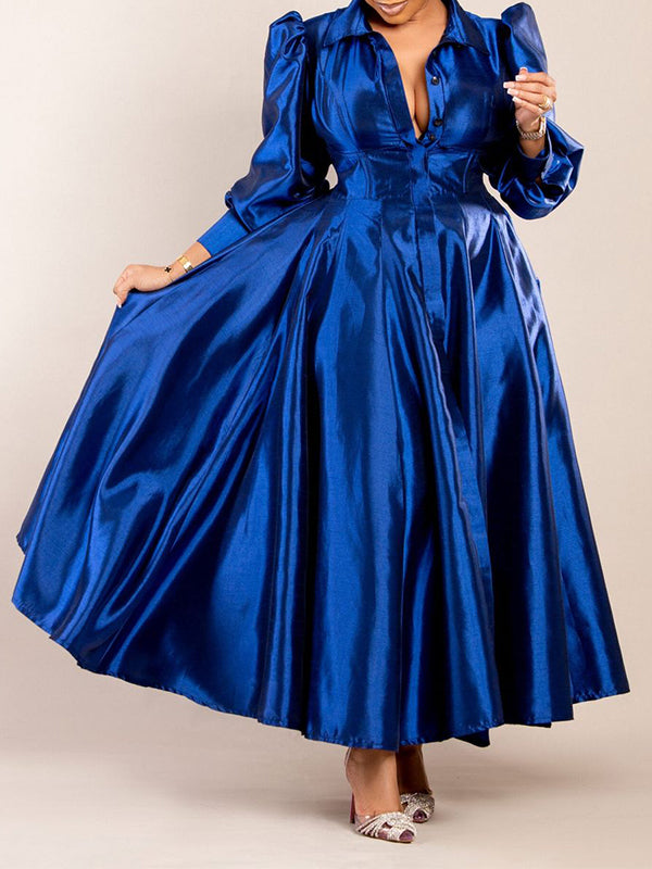 Solid Button-Front Shirt Dress