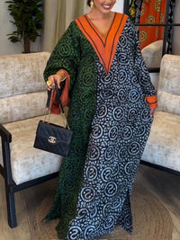Printed V-Neck Maxi Dress
