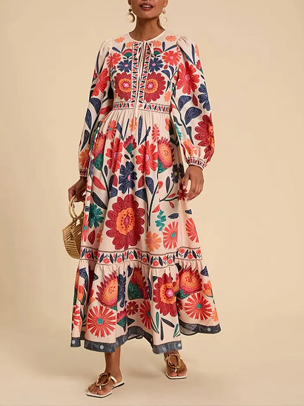 Printed Tied Maxi Dress
