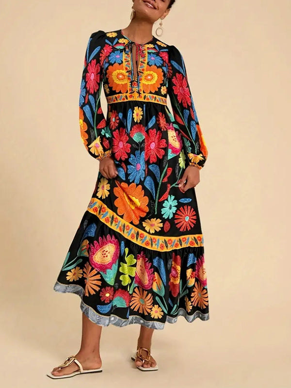 Printed Tied Maxi Dress