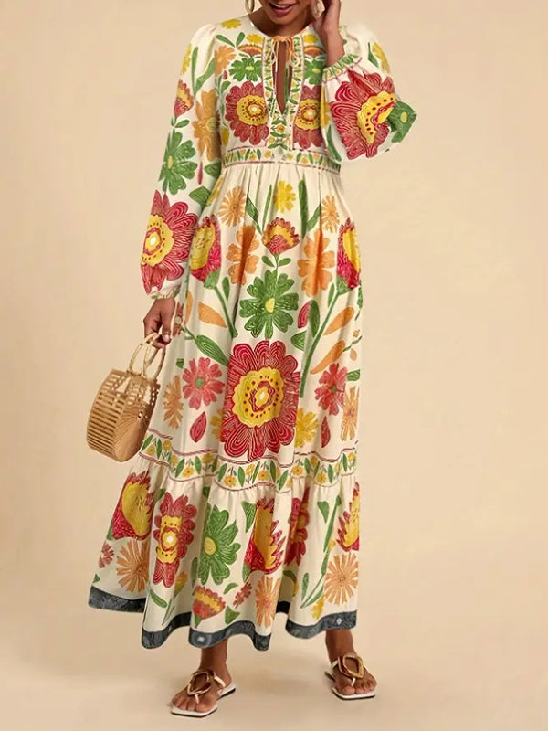 Printed Tied Maxi Dress