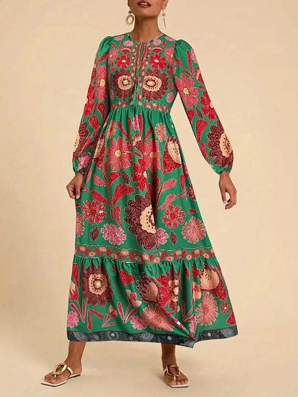 Printed Tied Maxi Dress
