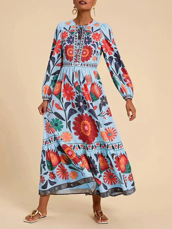 Printed Tied Maxi Dress
